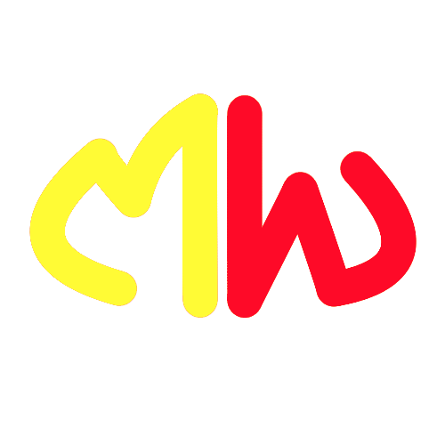 Mが黄色、Wが赤のロゴ